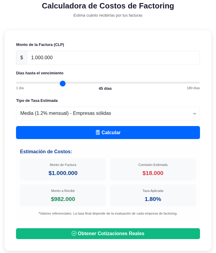 Calculadora de Factoring